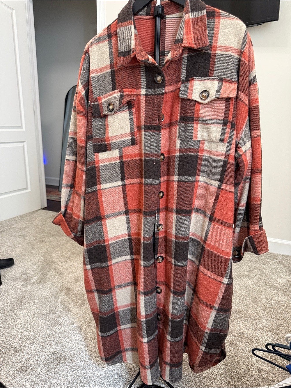 Long plaid shacket 2XL - Picture 2 of 4